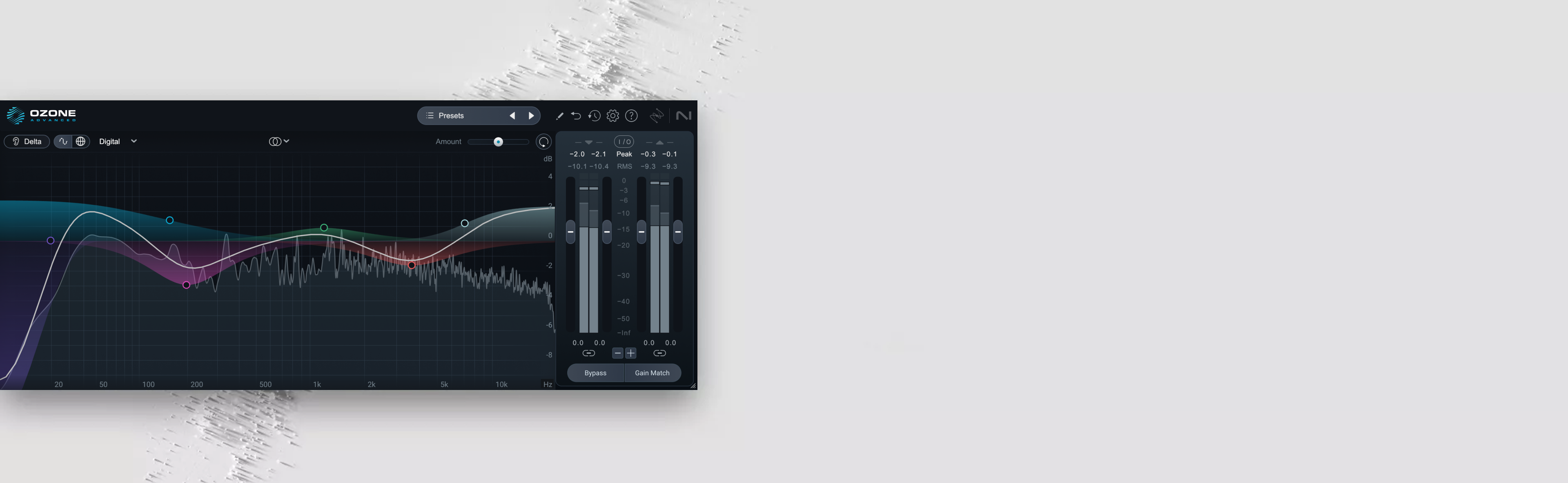iZotope Ozone 12 EQ module banner highlighting high-resolution frequency shaping and matching.