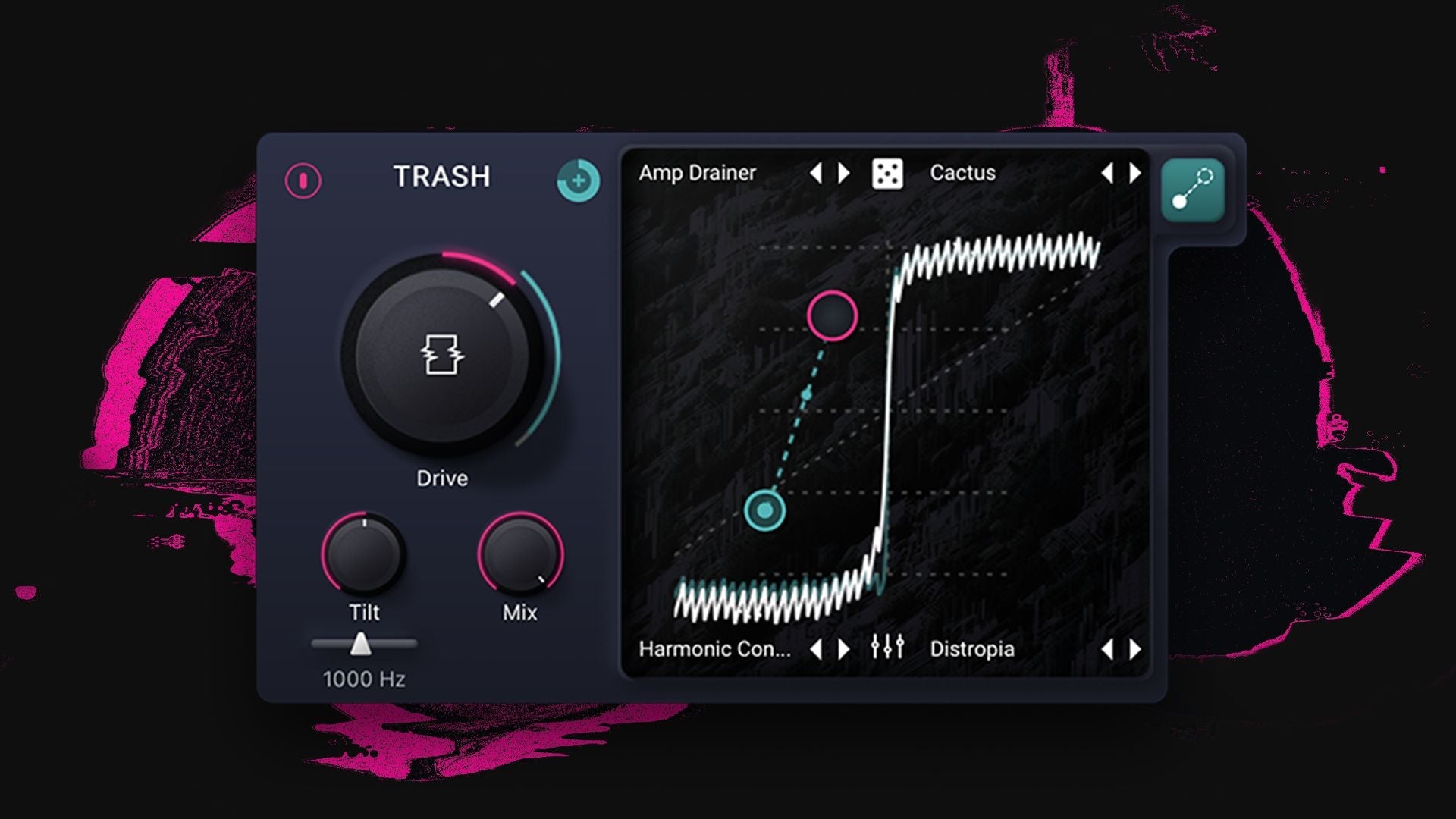 The main Trash module in iZotope Trash software, highlighting the multiband saturation grid.