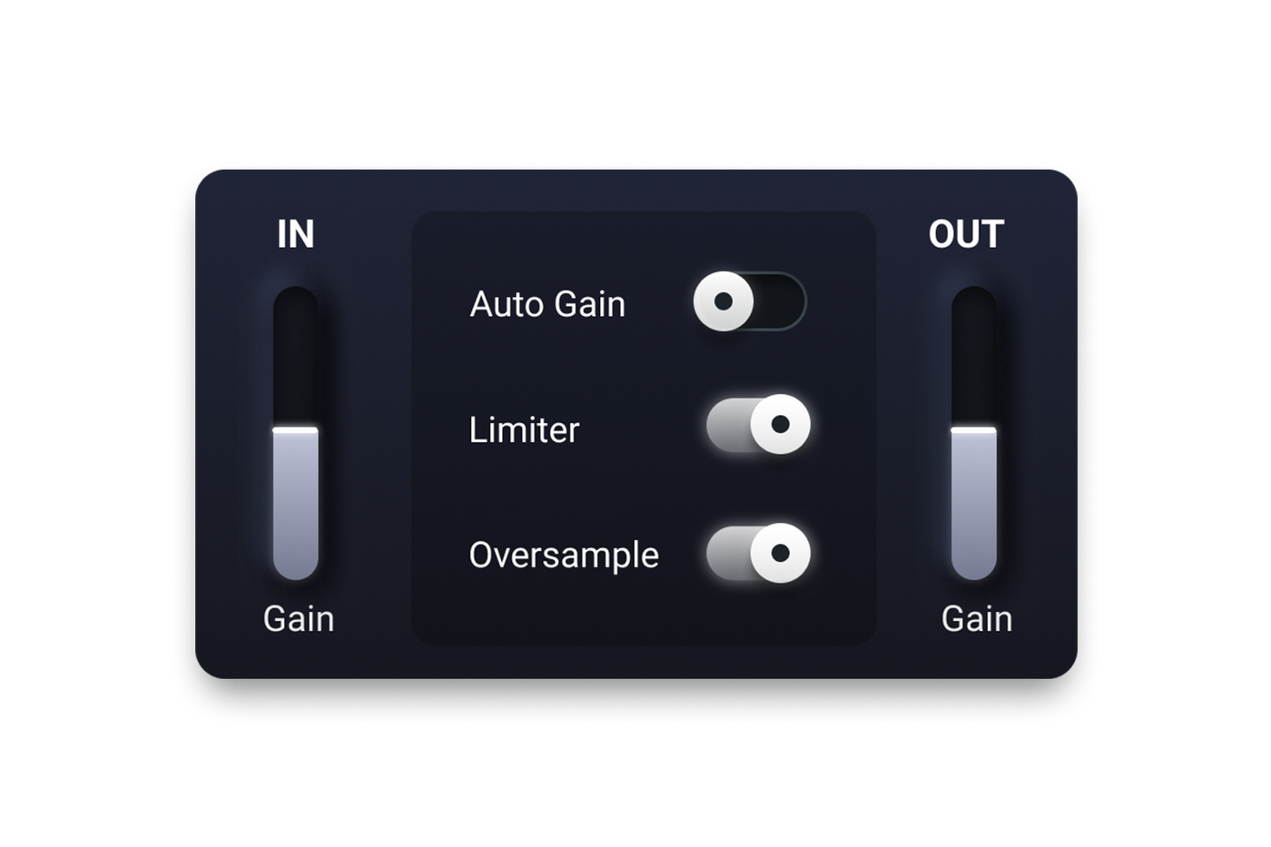 Autogain toggle in iZotope Trash to normalize volume levels across aggressive saturation settings.