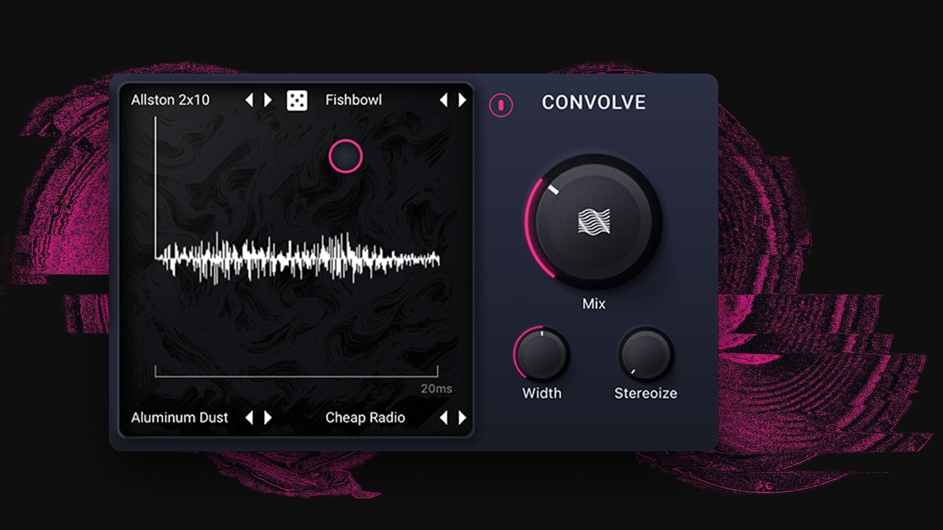 iZotope Trash Convolve module interface for applying impulse responses to distorted textures.