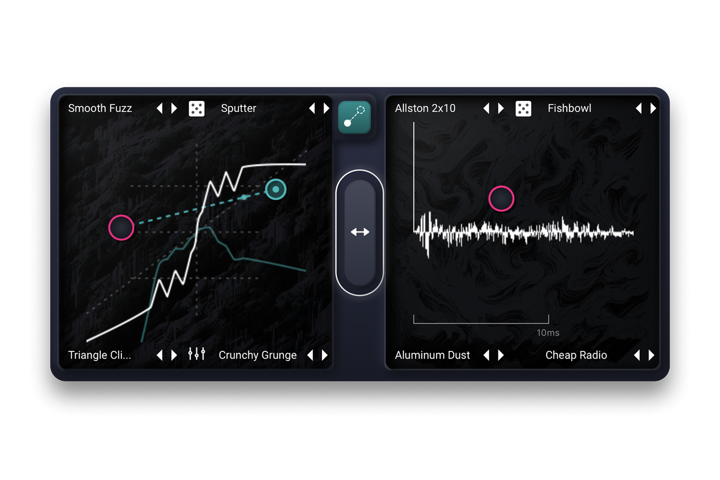 The Swap button in iZotope Trash for reordering the signal chain between Trash and Convolve modules.