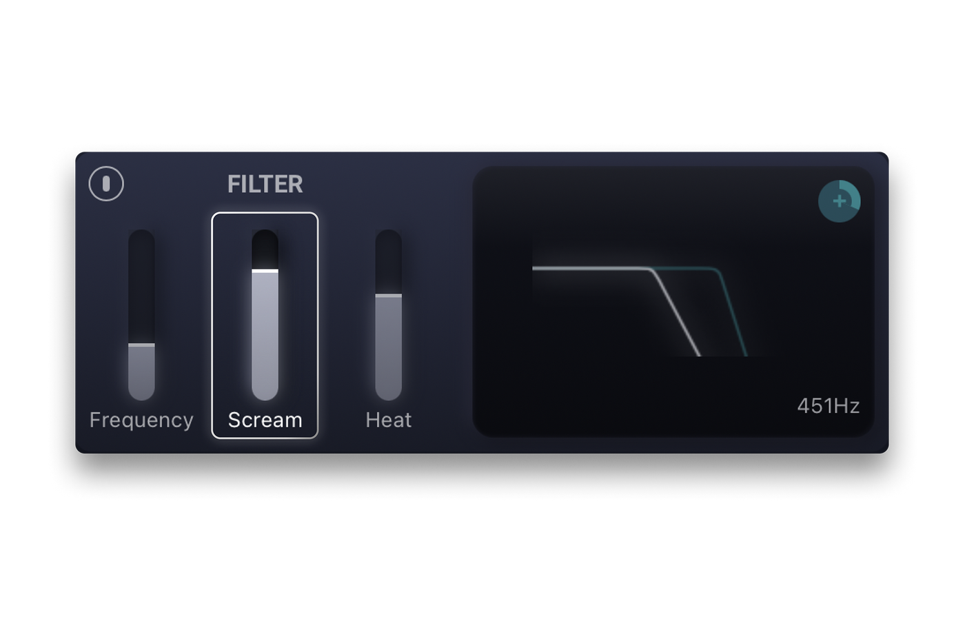 iZotope Trash Scream filter module interface with resonant waveform visualization.