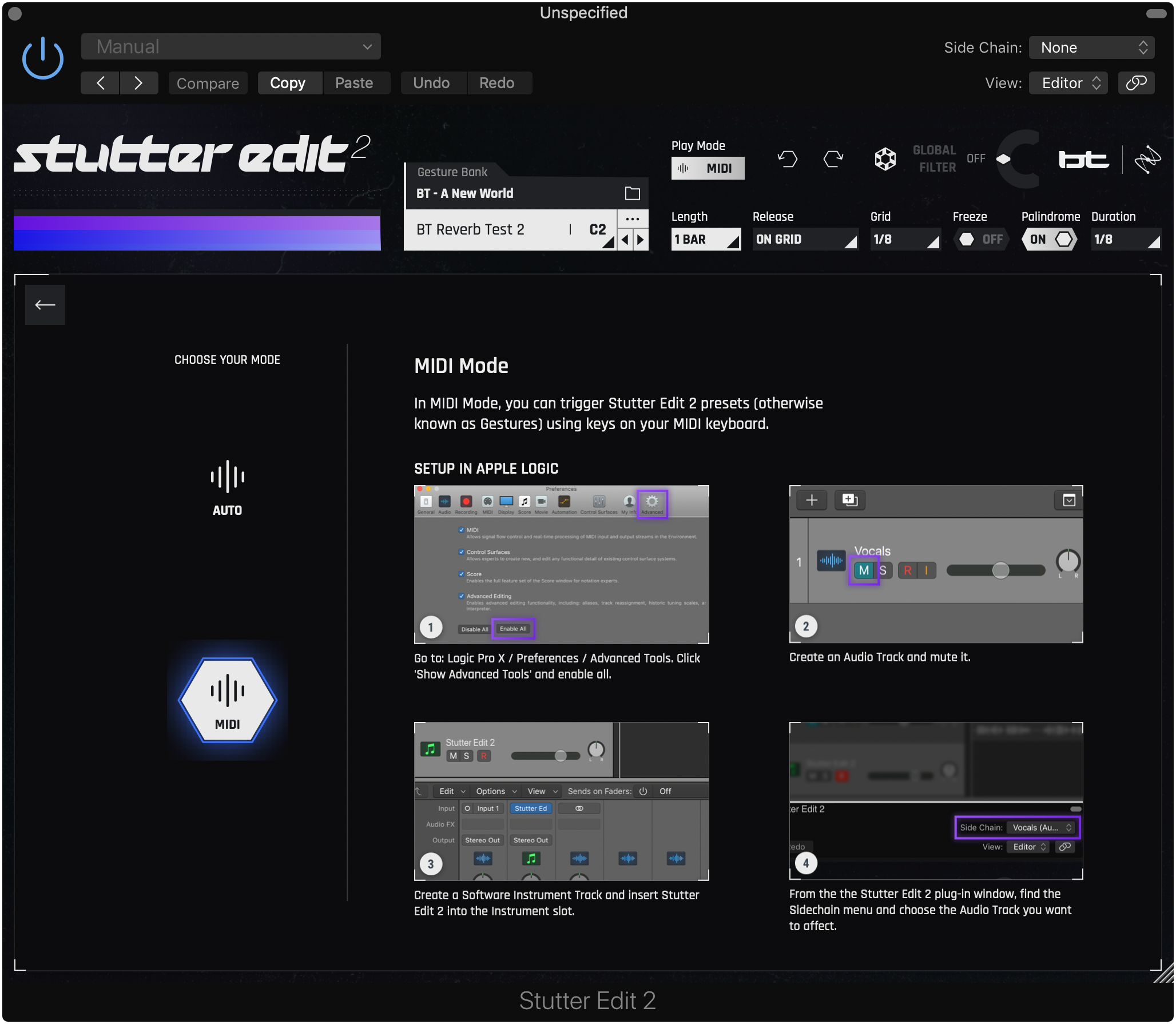 Auto Mode & MIDI Setup