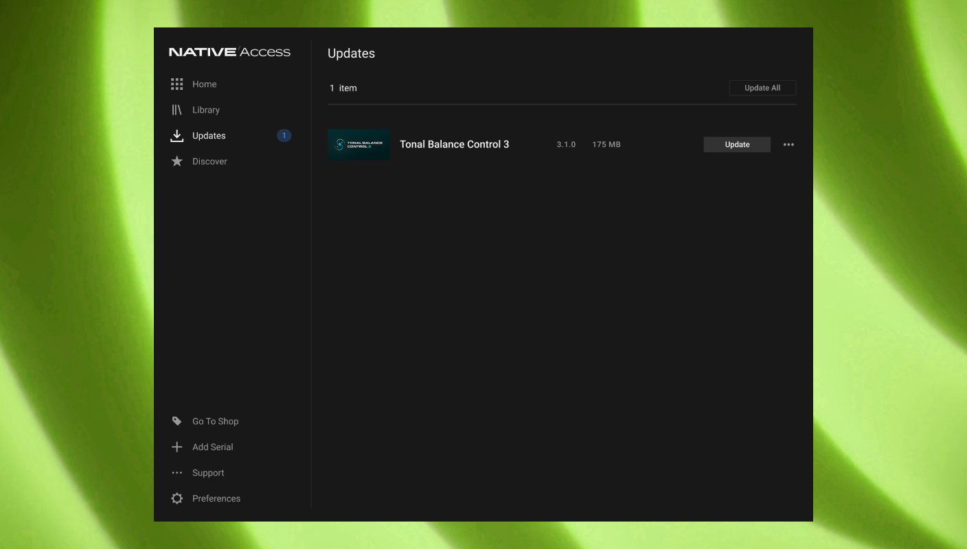 Update now in Native Access