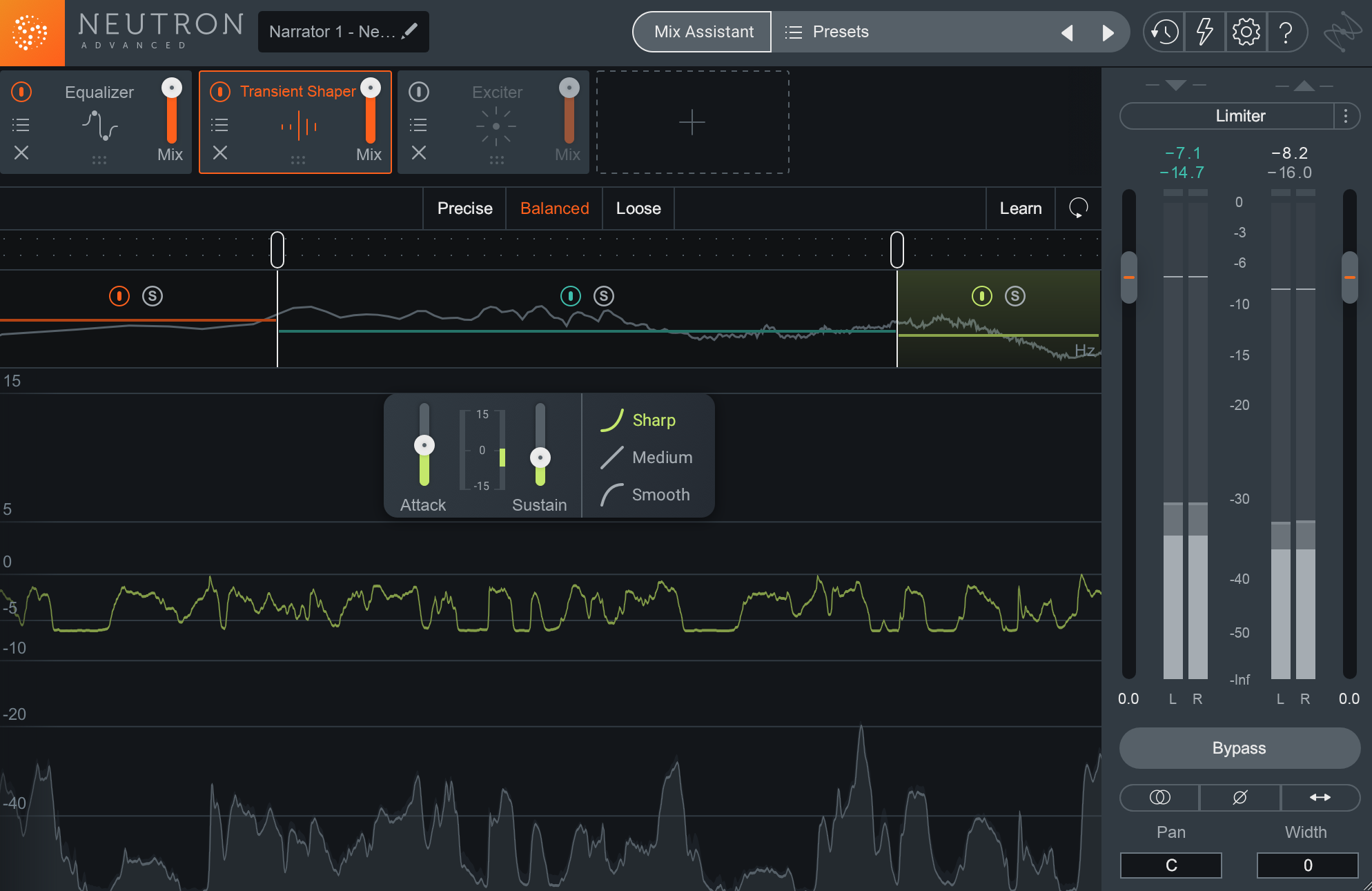 Using Transient Shaper in Neutron 3 to minimize room tone