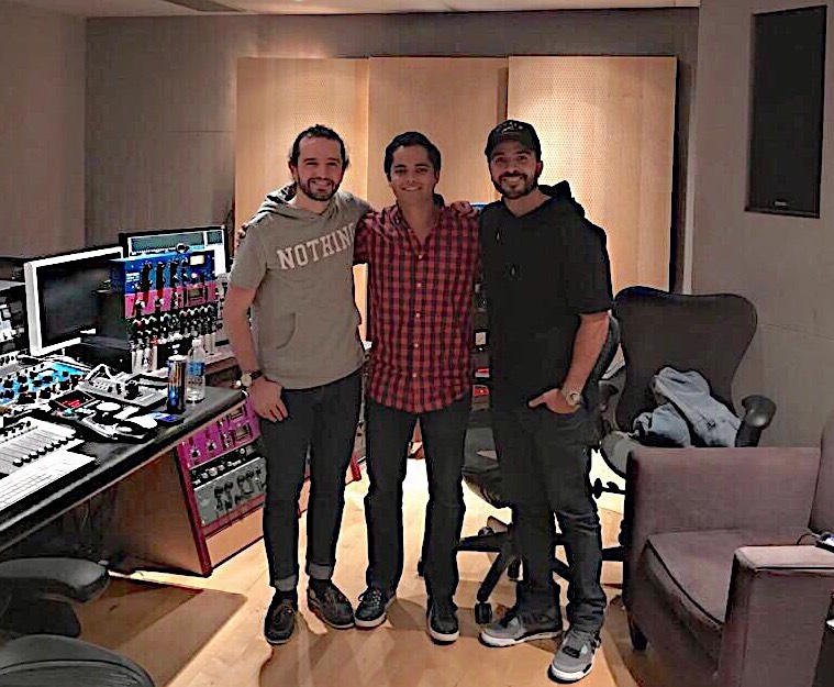 Left to right: Andrés Torres (Producer), Salda (Engineer) and Luis Fonsi (Artist) of "Despacito"