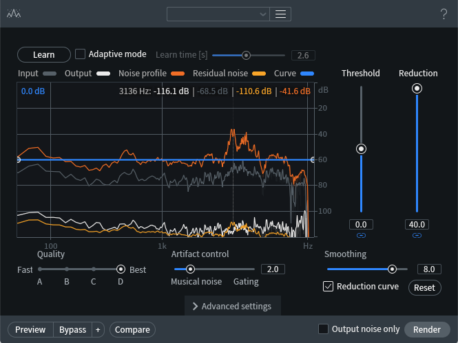 RX Spectral De-noise with maximum Reduction