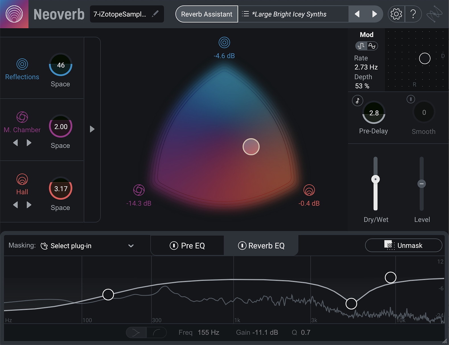 Using Neoverb to add reverb to taste
