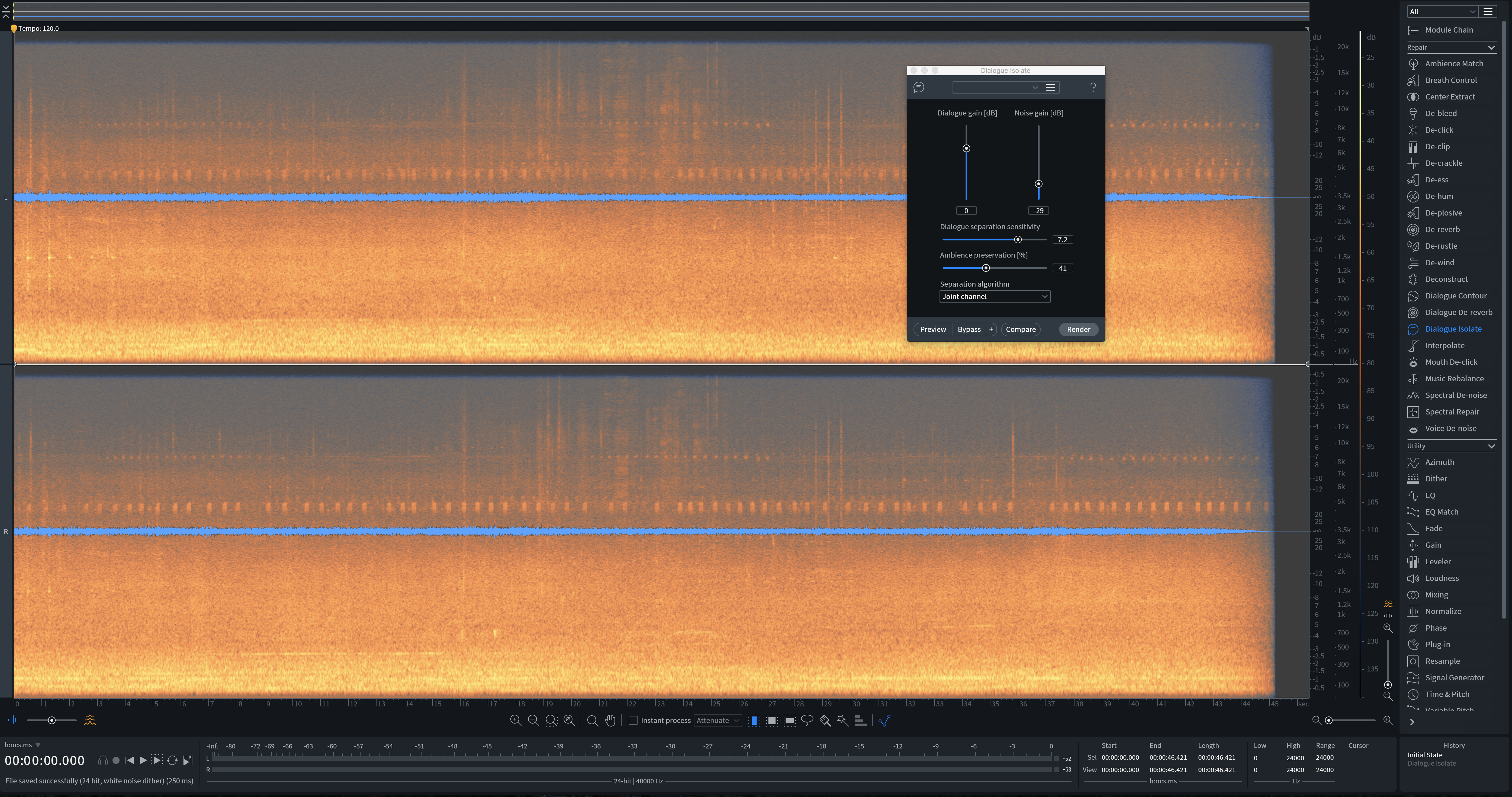 Dialogue Isolate settings in RX?