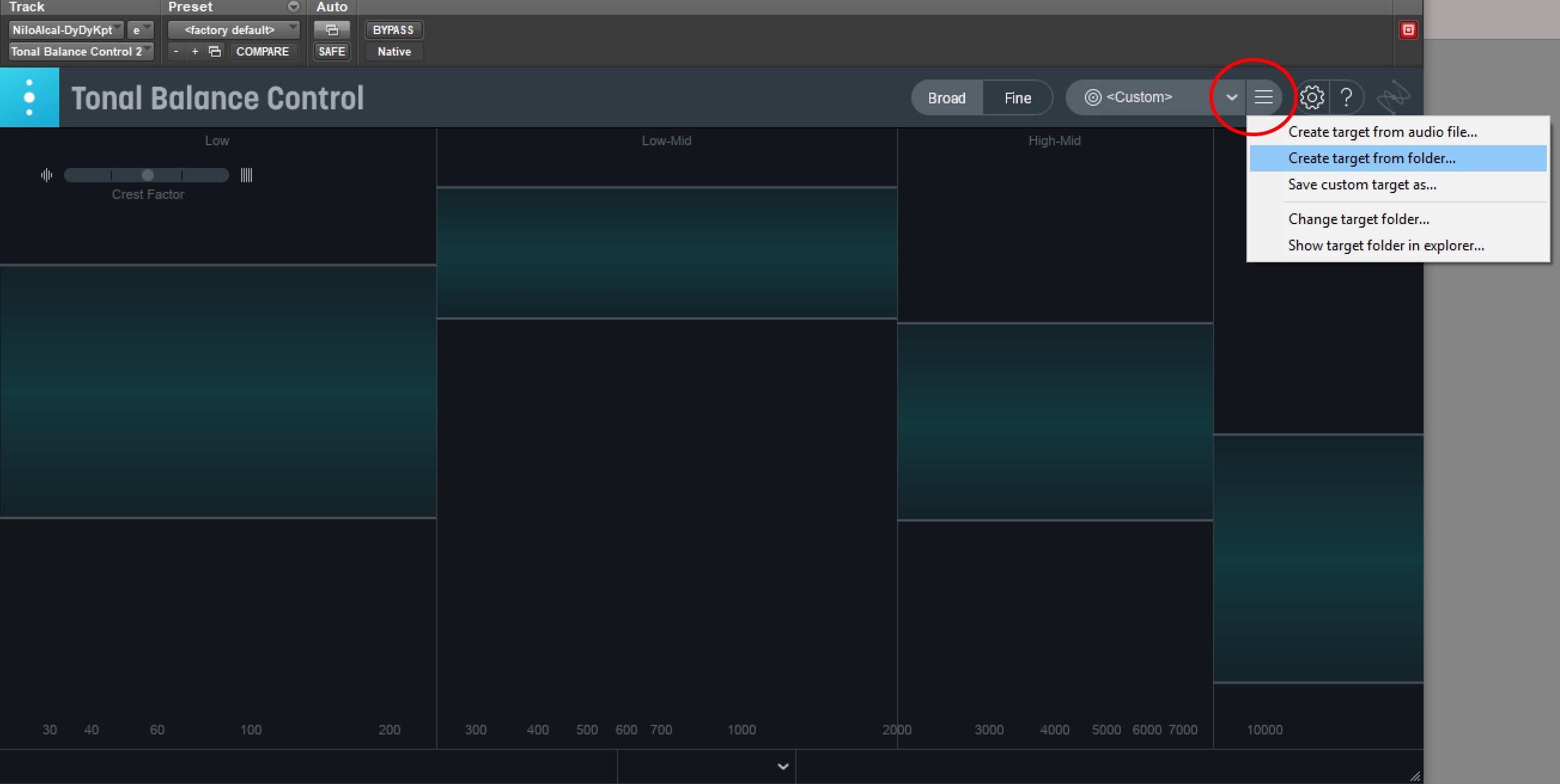 Tonal Balance Control can also generate a custom target curve by analyzing one or more reference tracks of your choosing.