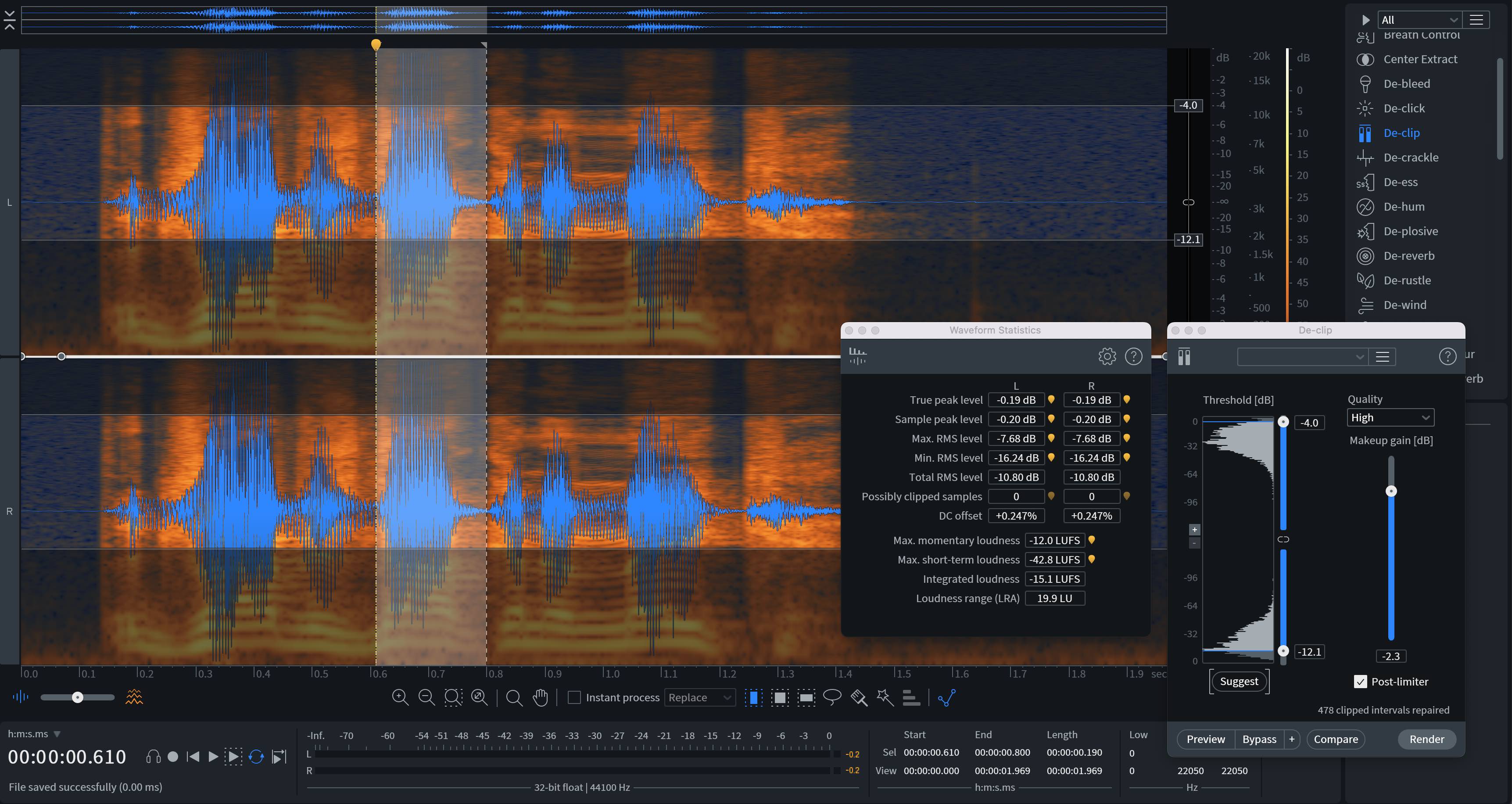 Manually setting the threshold in RX De-Clip