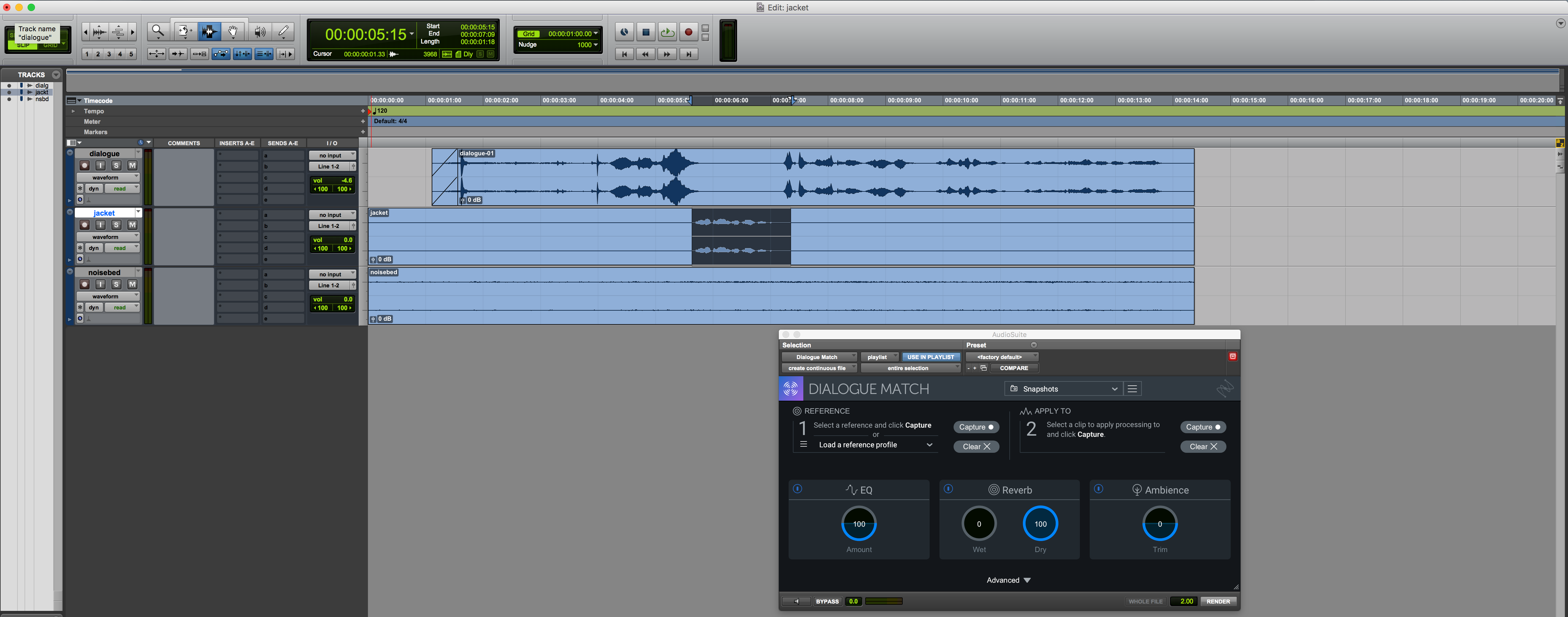 Dialogue Match in Pro Tools
