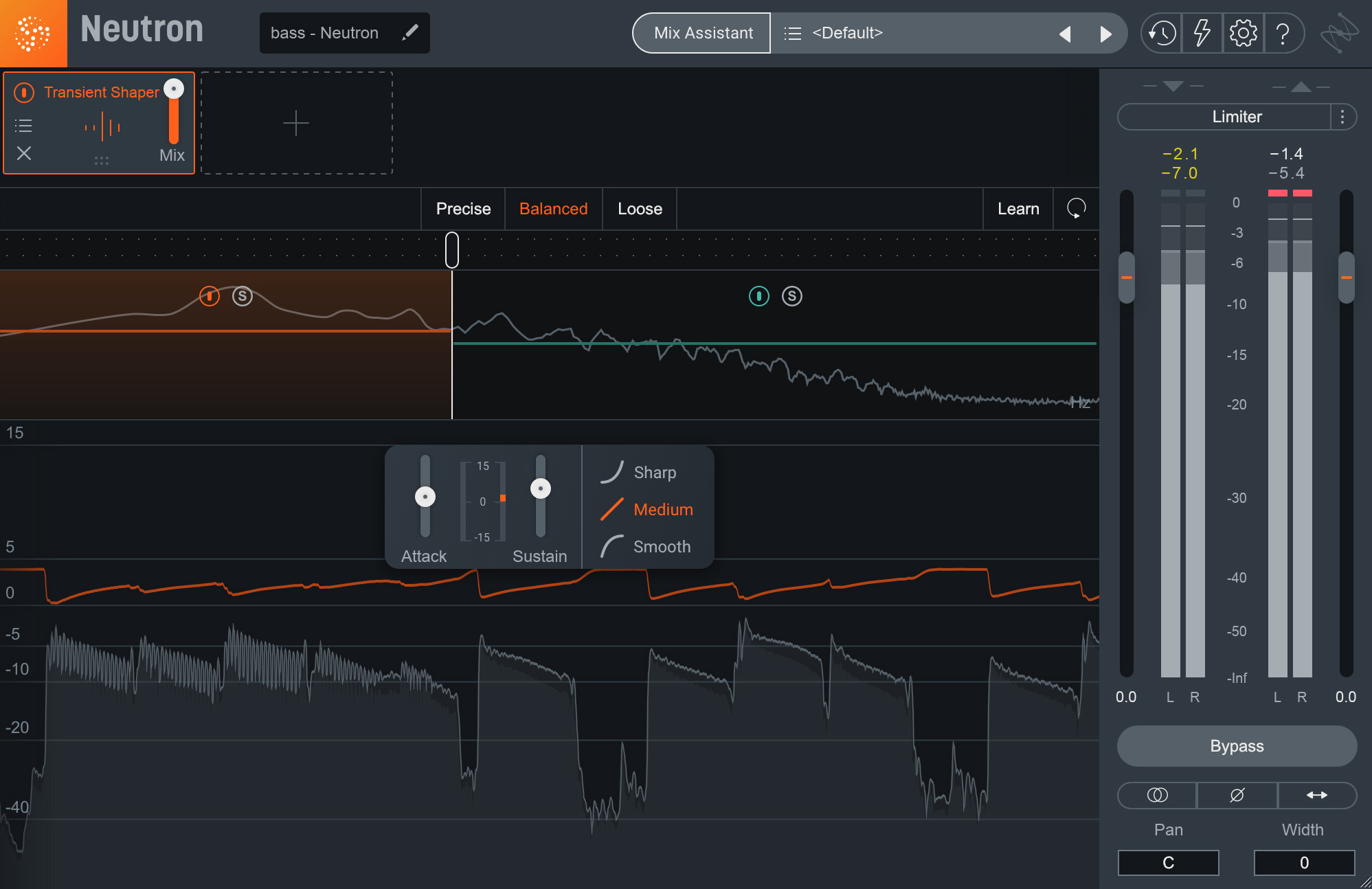 Use Neutron’s Transient Shaper to add more sustain to your bass