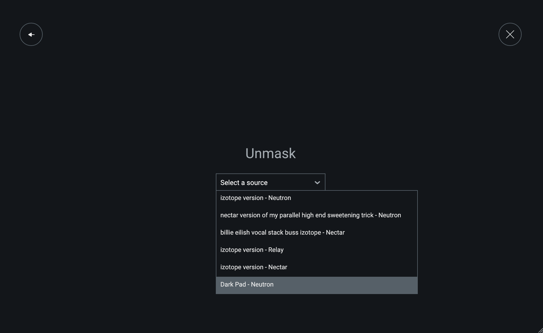 Select your source in Nectar