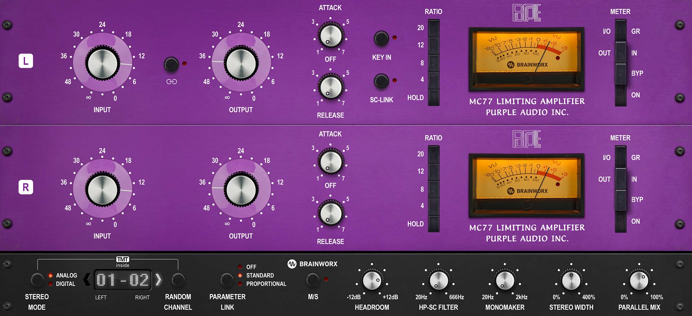 Room mic compression settings with Purple MC 77