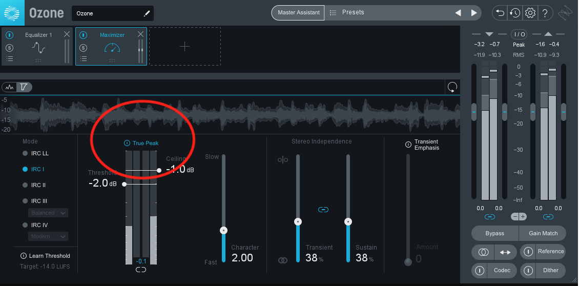 True Peak ISP in Ozone Pro
