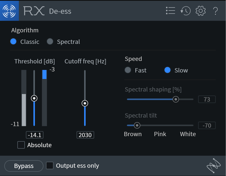De-essing an amped guitar with the De-ess module