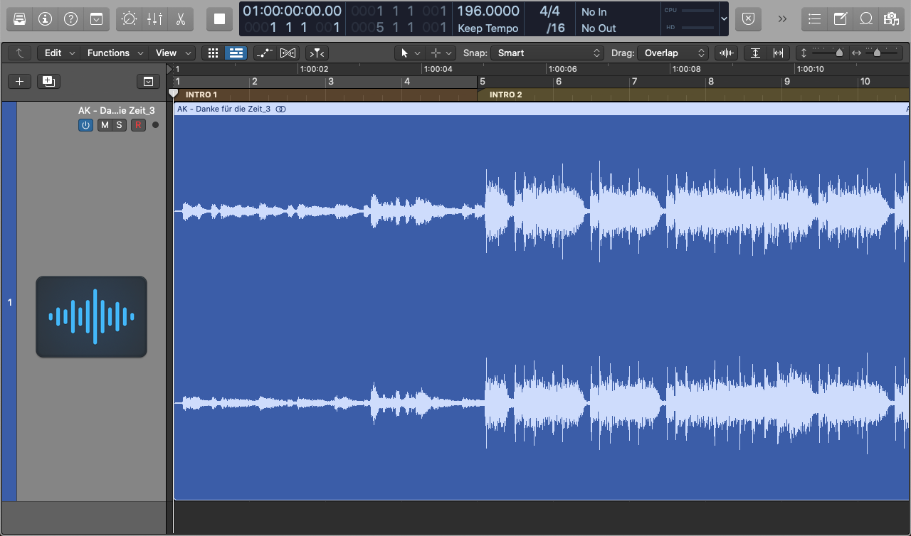 The beginning of the stereo file
