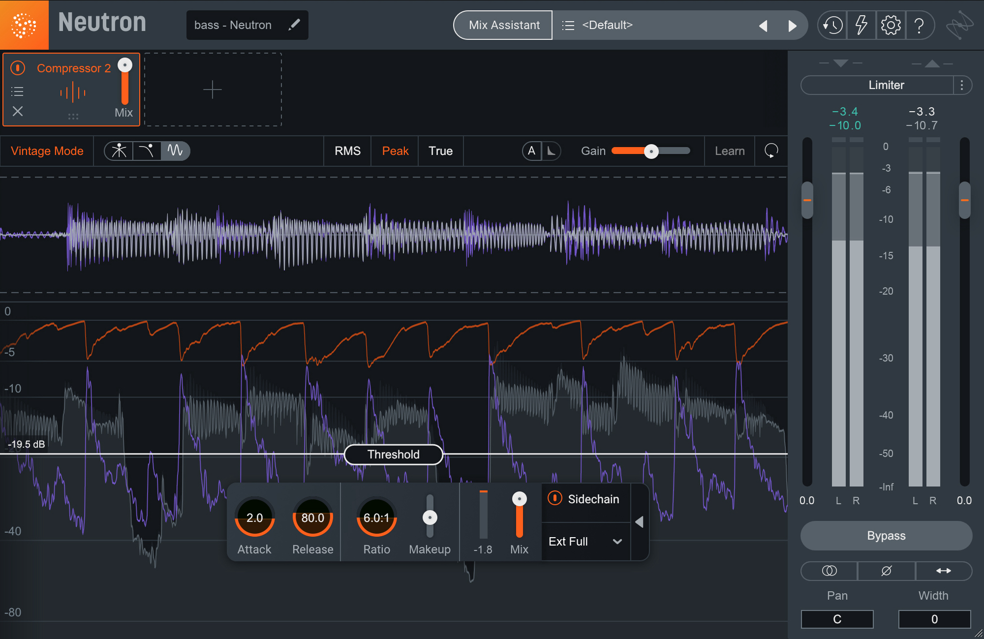 Use Neutron's Oscilloscope View to dial in sidechain compression