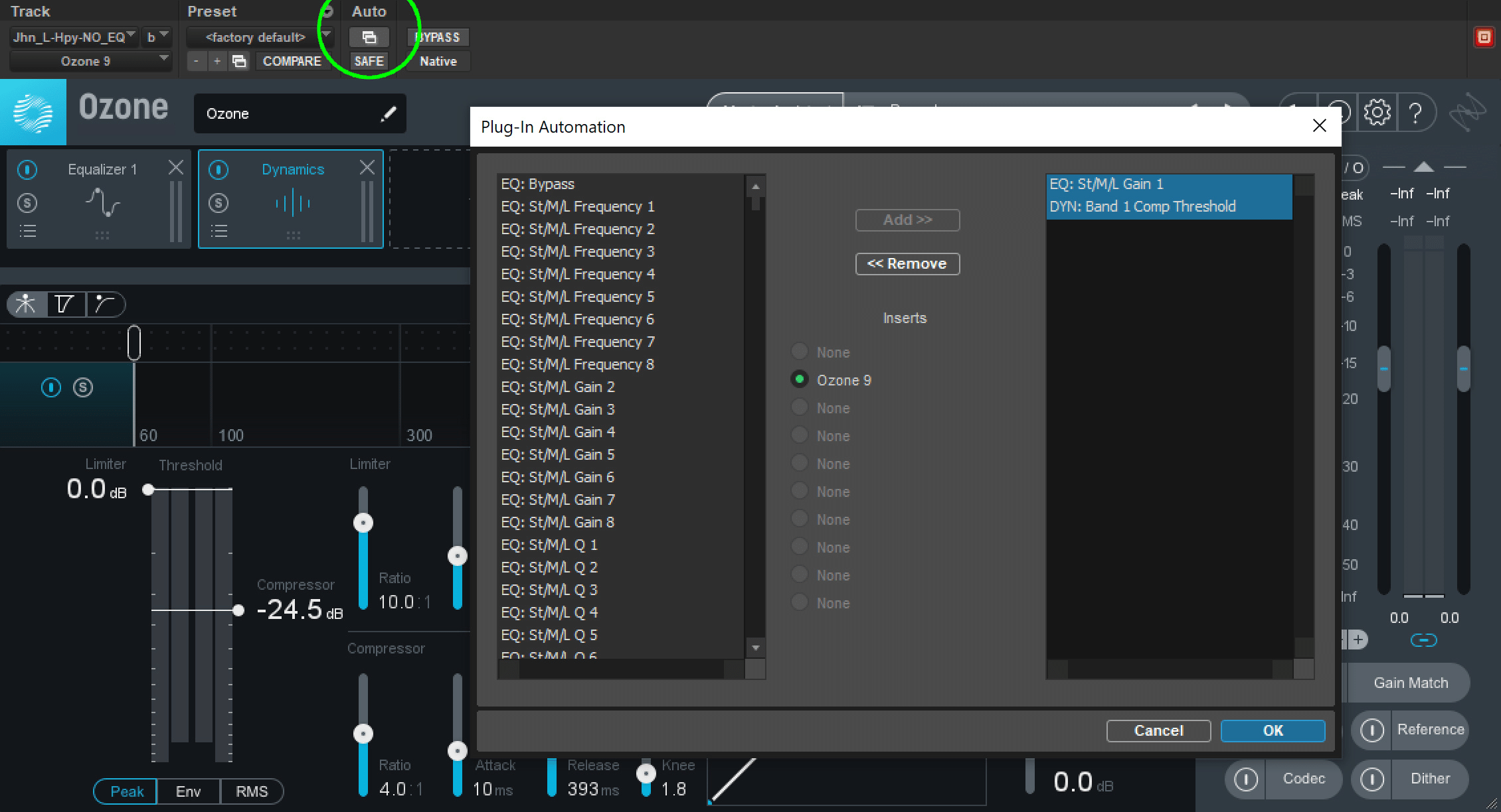 Select the Plug-in Automation Enable button to activate automation inside Ozone
