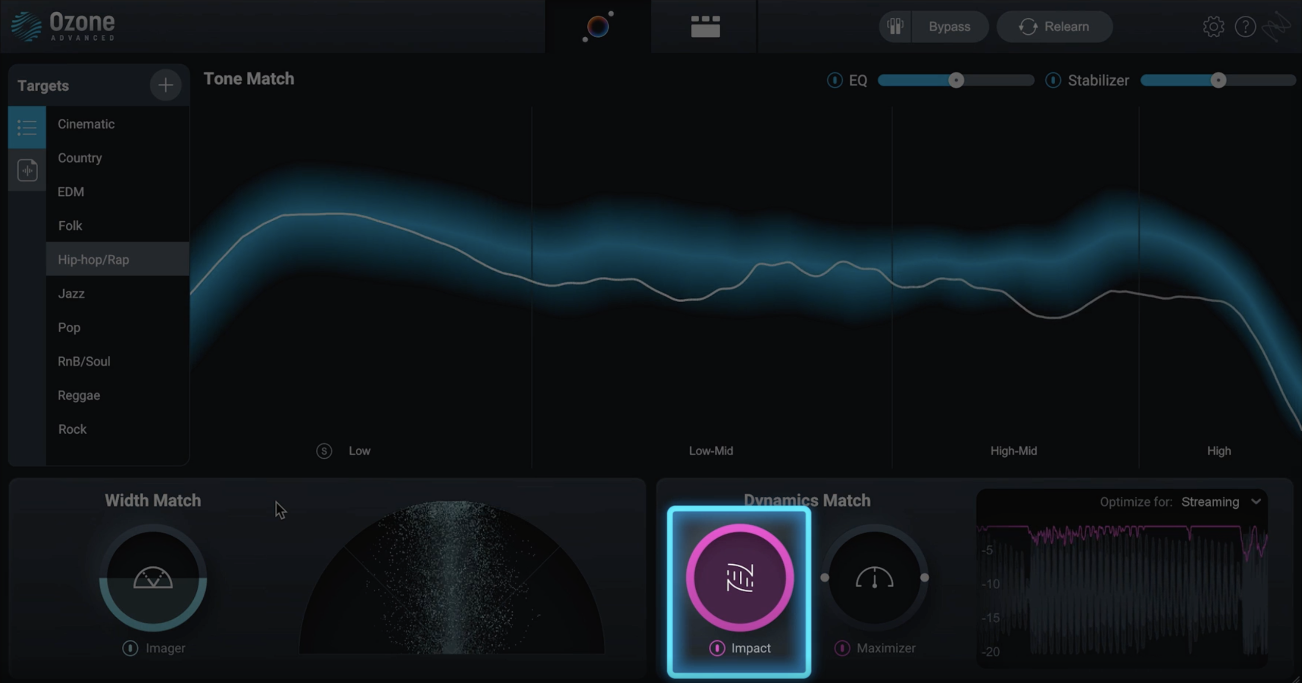 Control microdynamics of your master with the Impact controls within Dynamics Match