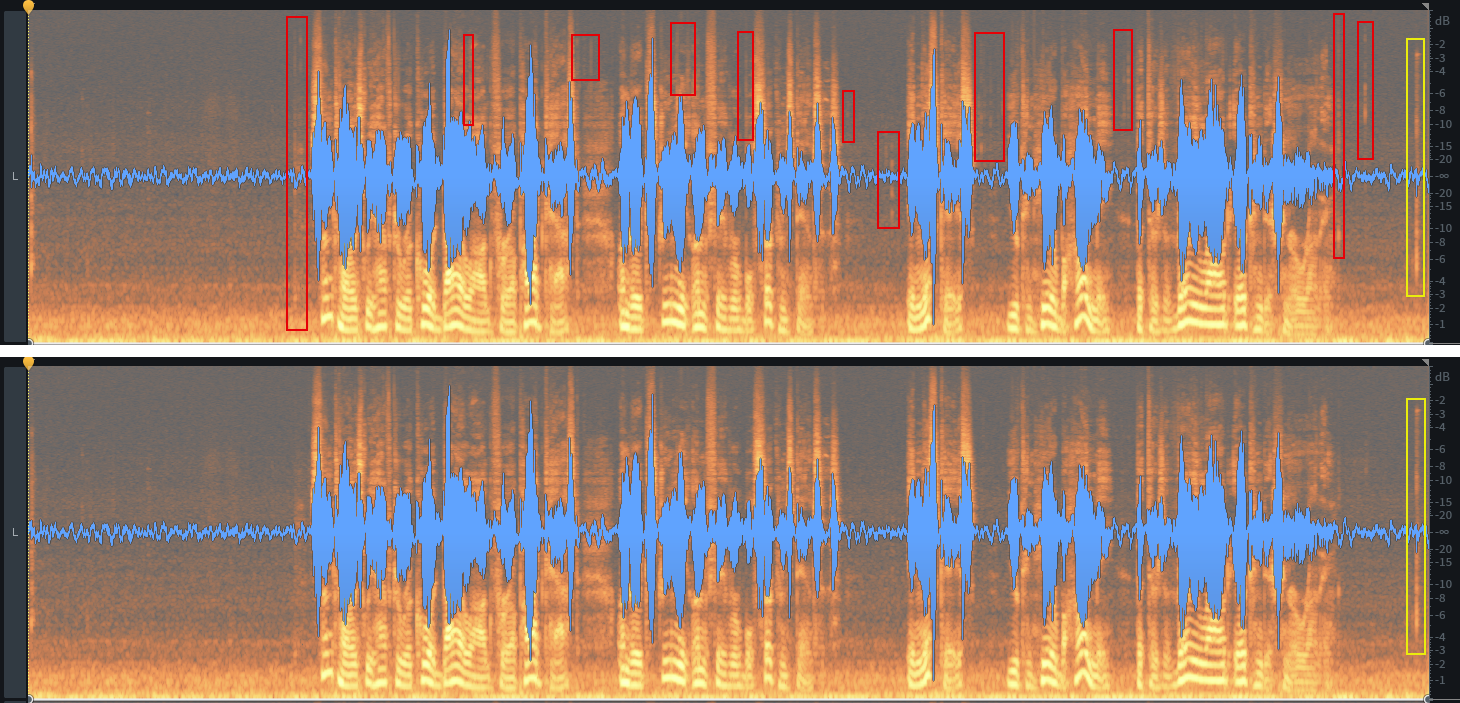 Before and after Mouth De-click