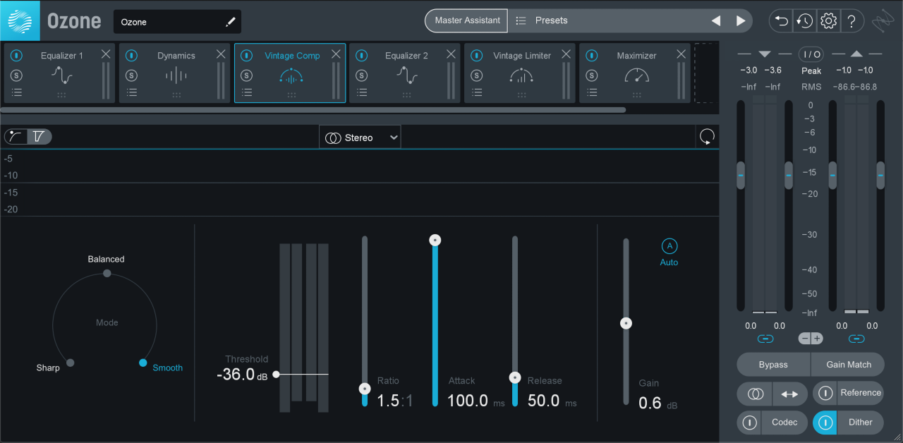 Using sweetening compression with Ozone Pro