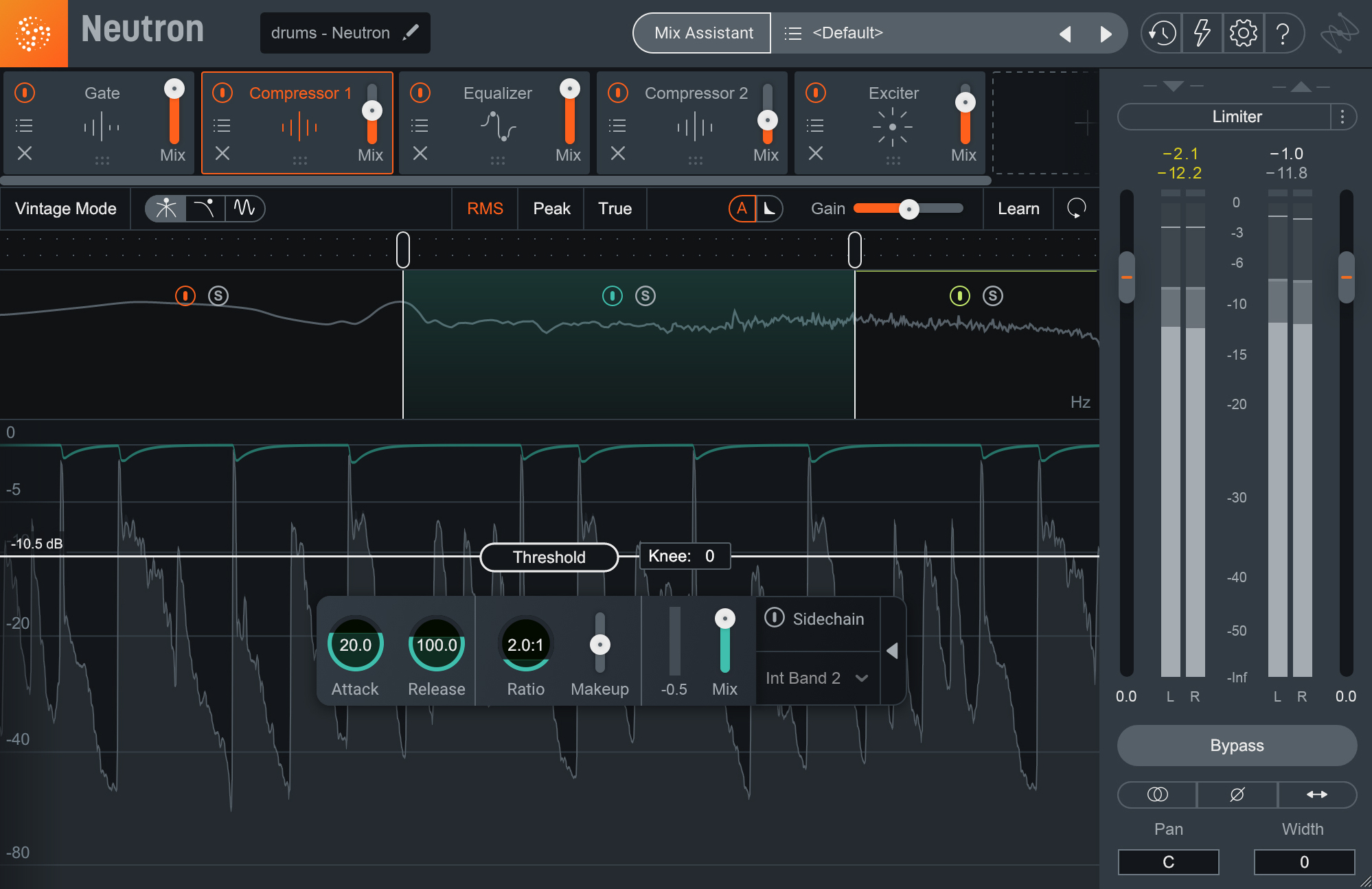 Neutron’s Mix sliders are perfect for applying parallel compression