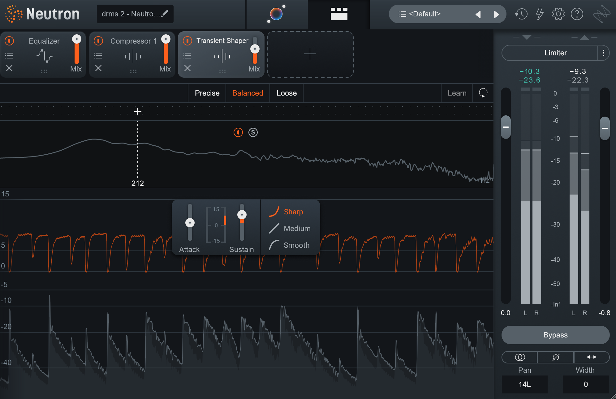Transient Shaper settings on the tom in Neutron