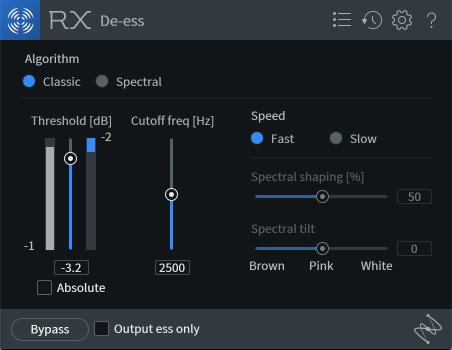 De-essing with the RX 7 De-ess module