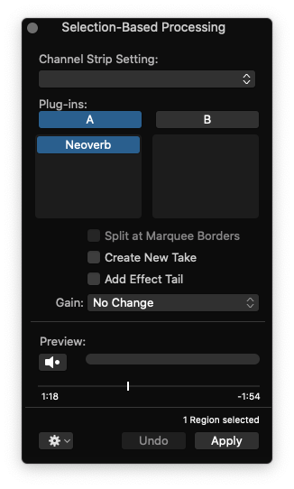 Neoverb loaded into Selection-Based Processing