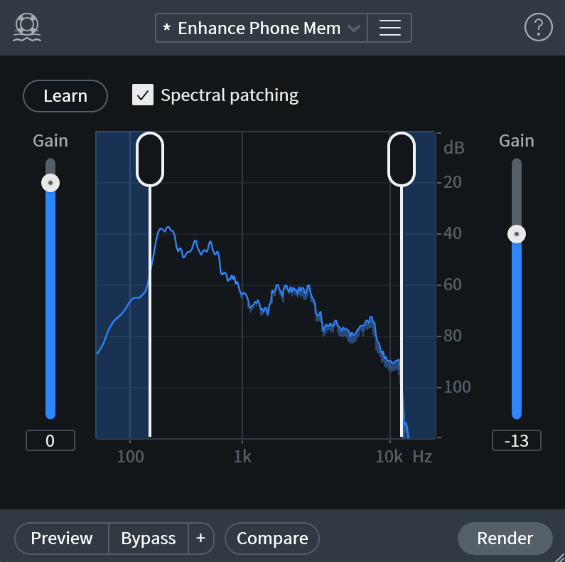 RX Spectral Recovery settings for Zoom audio