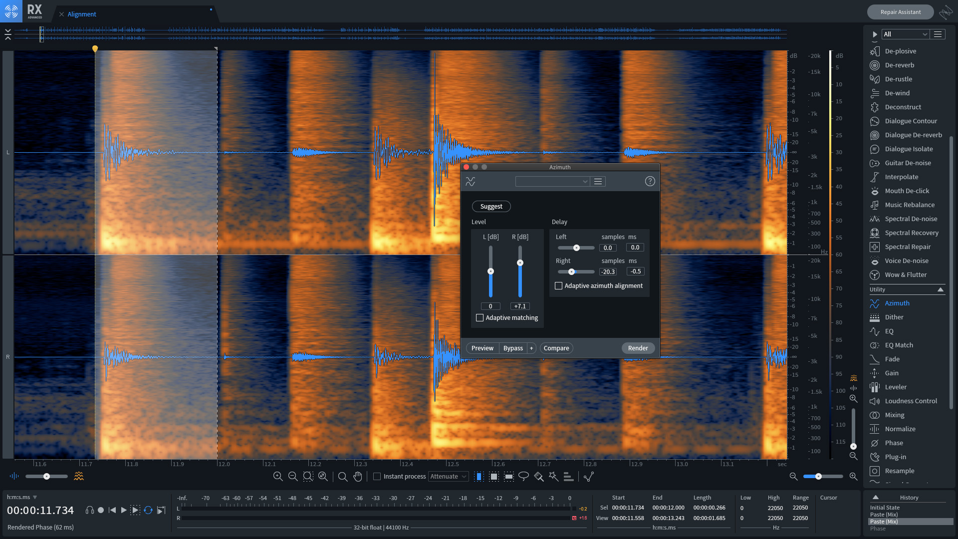 Stereo pair alignment in RX Advanced