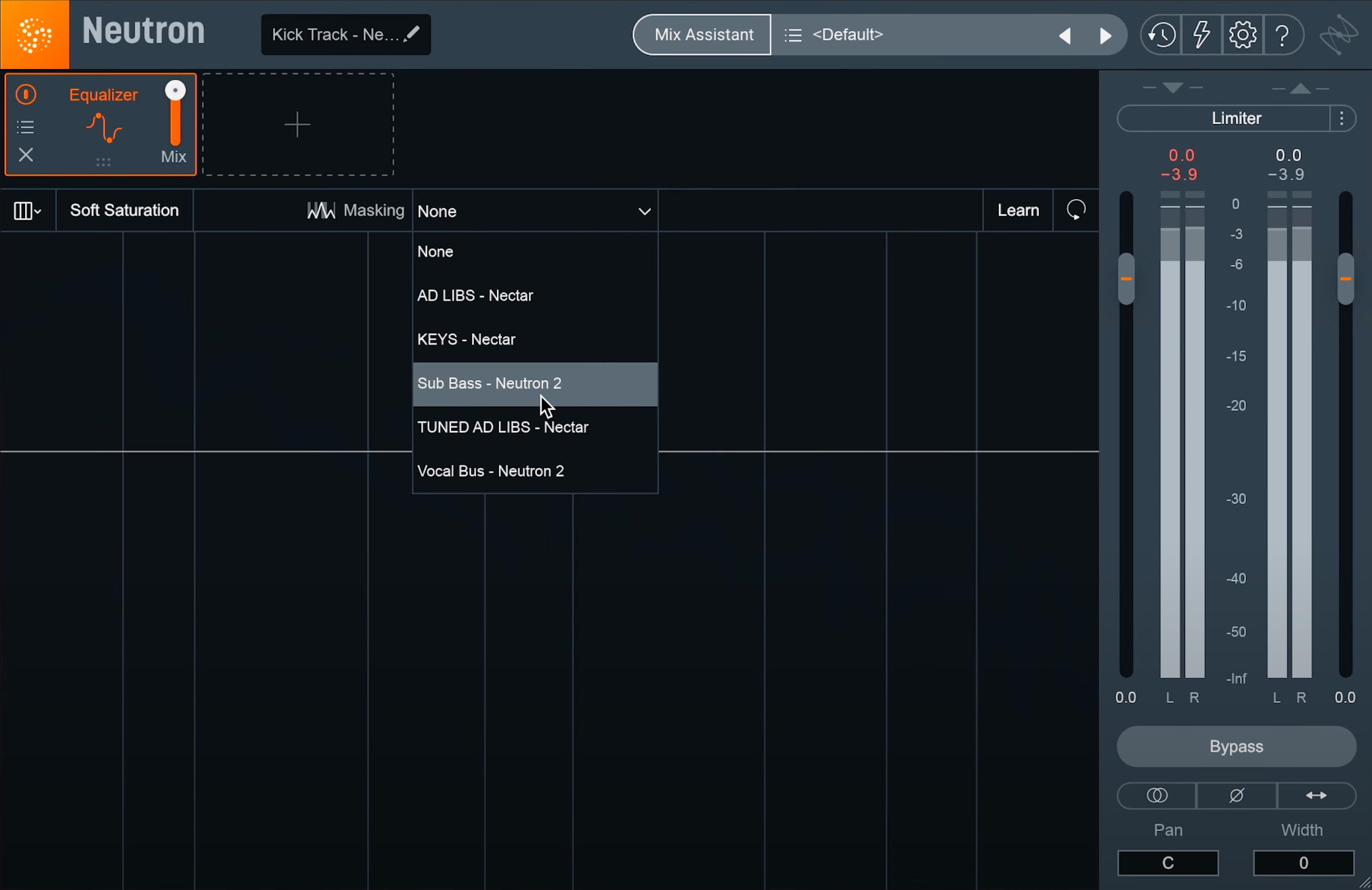 Neutron will look for other iZotope plug-ins in your session, and you can select them from the dropdown menu