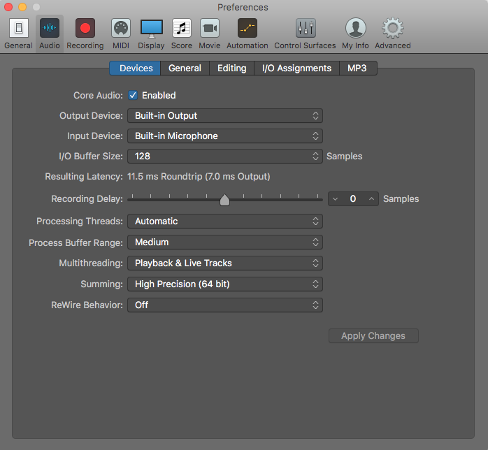 Logic Audio Preferences