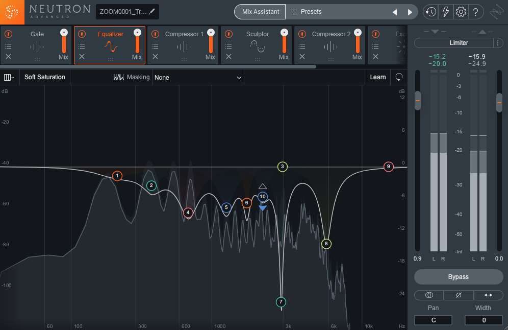 Frequency dips on the Neutron 3 EQ spectrum