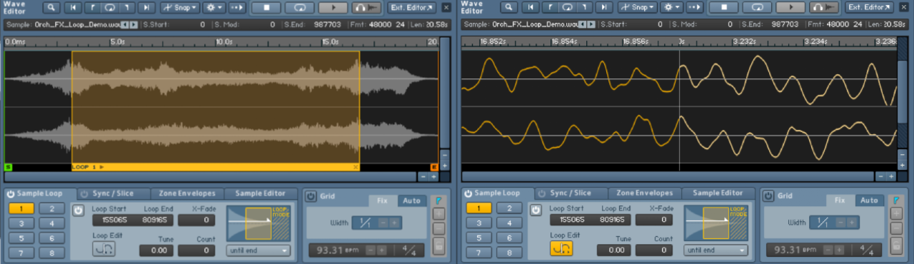 Kontakt automatically picks up the loop points of my audio files.