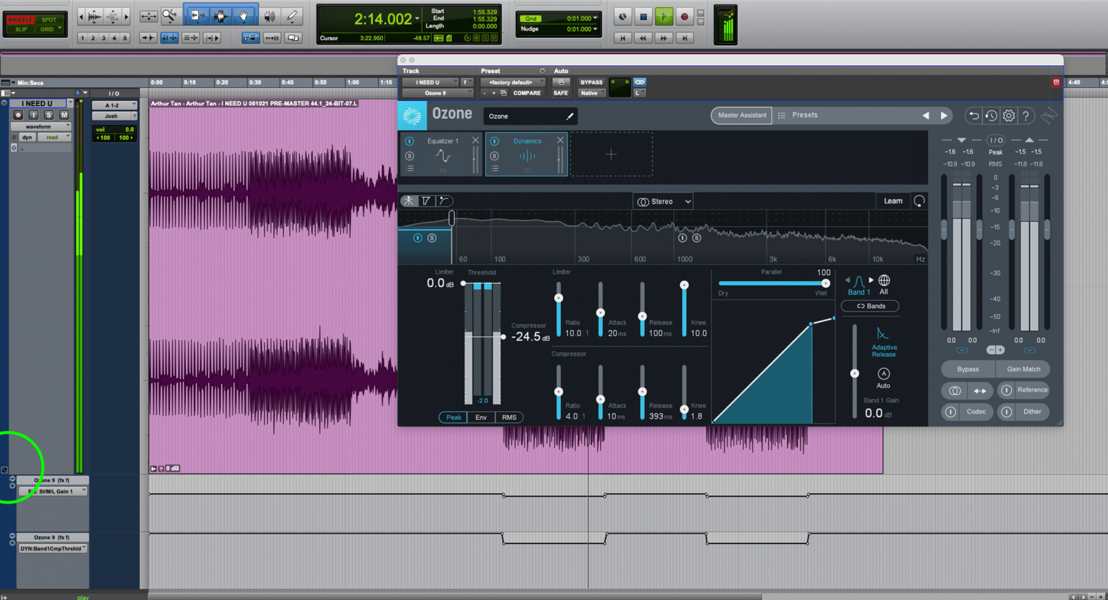 Apply different mastering settings in various sections of the song by enabling automation in your DAW