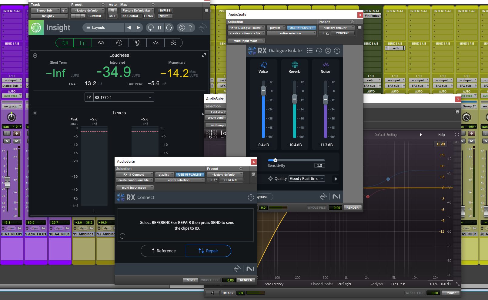 Frequently used plugins stay opened and ready to use in post-production sessions